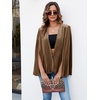 image:imageCicy Bell Womens Velvet Cape Blazer Split Long Sleeve Open Front JacketKhaki