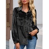 image:imageCicy Bell Womens Velvet Shirts Casual Long Sleeve Tops Fall Shacket JacketBlack