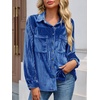 image:imageCicy Bell Womens Velvet Shirts Casual Long Sleeve Tops Fall Shacket JacketBlue