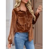 image:imageCicy Bell Womens Velvet Shirts Casual Long Sleeve Tops Fall Shacket JacketBrown