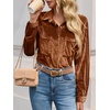 image:imageCicy Bell Womens Velvet Shirts Casual Long Sleeve Tops Fall Shacket JacketBrown