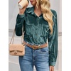 image:imageCicy Bell Womens Velvet Shirts Casual Long Sleeve Tops Fall Shacket JacketDark Green