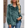 image:imageCicy Bell Womens Velvet Shirts Casual Long Sleeve Tops Fall Shacket JacketDark Green