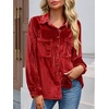 image:imageCicy Bell Womens Velvet Shirts Casual Long Sleeve Tops Fall Shacket JacketRed