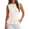 image:imageCicy Bell Womens Pleated Peplum Tank Tops Fitted Blouses Fall SweatersWhite