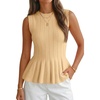image:imageCicy Bell Womens Pleated Peplum Tank Tops Fitted Blouses Fall SweatersYellow