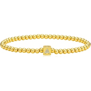 image:imageCicy Bell Beaded Bracelets for Women 18k Gold Plated Initial Letter BraceletGold A