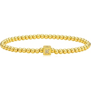 image:imageCicy Bell Beaded Bracelets for Women 18k Gold Plated Initial Letter BraceletGold K