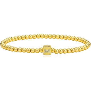 image:imageCicy Bell Beaded Bracelets for Women 18k Gold Plated Initial Letter BraceletGold M