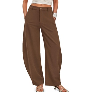image:imageCicy Bell Womens Barrel Dress Pants High Waisted Wide Leg Work TrousersDark Brown