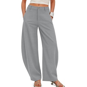 image:imageCicy Bell Womens Barrel Dress Pants High Waisted Wide Leg Work TrousersGrey