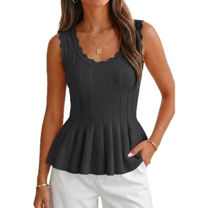 image:imageCicy Bell Womens Pleated Peplum Tank Tops Fitted Blouses Fall SweatersCute Black
