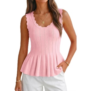 image:imageCicy Bell Womens Pleated Peplum Tank Tops Fitted Blouses Fall SweatersCute Pink