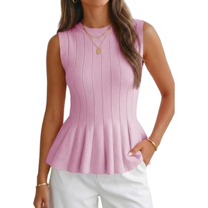 image:imageCicy Bell Womens Pleated Peplum Tank Tops Fitted Blouses Fall SweatersLight Purple