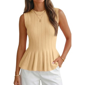 image:imageCicy Bell Womens Pleated Peplum Tank Tops Fitted Blouses Fall SweatersYellow