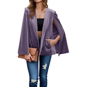 image:imageCicy Bell Womens Velvet Cape Blazer Split Long Sleeve Open Front JacketPurple