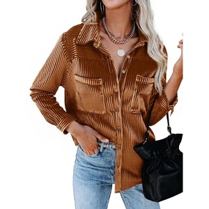image:imageCicy Bell Womens Velvet Shirts Casual Long Sleeve Tops Fall Shacket JacketBrown