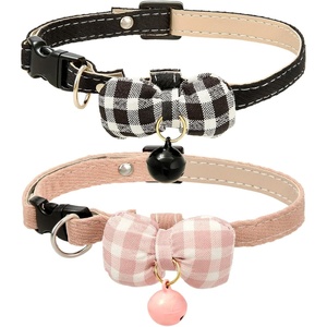image:imageCicy Bell Breakaway Cat Collars with Bow and Bell Adjustable Safety BuckleBlack Pink