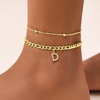 image:imageCicy Bell Ankle Bracelets for Women 18K Gold Layered Anklets Non TarnishStyle AInitial D Gold