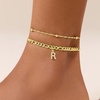 image:imageCicy Bell Ankle Bracelets for Women 18K Gold Layered Anklets Non TarnishStyle AInitial R Gold