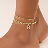 image:imageCicy Bell Ankle Bracelets for Women 18K Gold Layered Anklets Non TarnishStyle AInitial R Gold