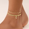 image:imageCicy Bell Ankle Bracelets for Women 18K Gold Layered Anklets Non TarnishStyle AInitial S Gold