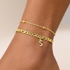 image:imageCicy Bell Ankle Bracelets for Women 18K Gold Layered Anklets Non TarnishStyle AInitial S Gold