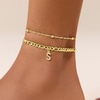 image:imageCicy Bell Ankle Bracelets for Women 18K Gold Layered Anklets Non TarnishStyle AInitial S Gold