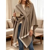 image:imageCicy Bell Womens Elegant Shawl Wraps Soft Open Front Poncho SweaterKhaki