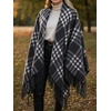 image:imageCicy Bell Womens Fringe Shawl Wraps Warm Fall Winter Sweaters 2026Black Plaid