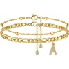 image:imageCicy Bell Ankle Bracelets for Women 18K Gold Layered Anklets Non TarnishStyle AInitial A Gold
