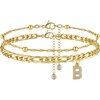 image:imageCicy Bell Ankle Bracelets for Women 18K Gold Layered Anklets Non TarnishStyle AInitial B Gold