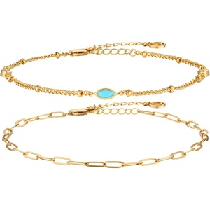 image:imageCicy Bell Ankle Bracelets for Women 18K Gold Layered Anklets Non TarnishGold