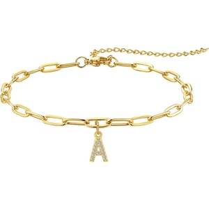 image:imageCicy Bell Ankle Bracelets for Women 18K Gold Layered Anklets Non TarnishStyle BInitial A Gold