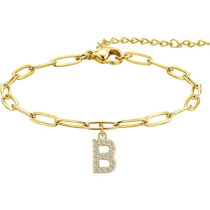image:imageCicy Bell Ankle Bracelets for Women 18K Gold Layered Anklets Non TarnishStyle BInitial B Gold