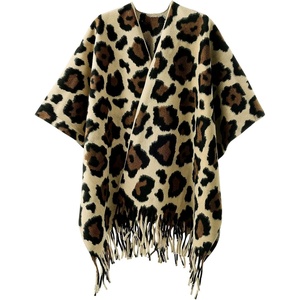 image:imageCicy Bell Womens Fringe Shawl Wraps Warm Fall Winter Sweaters 2026Leopard Brown