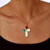 image:imageCicy Bell Cross Necklace for Women 18K Gold Plated Enamel Christian PendantGoldD