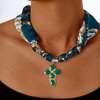 image:imageCicy Bell Cross Necklace for Women 18K Gold Plated Enamel Christian PendantGoldE