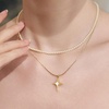 image:imageCicy Bell Womens Four Point Star Necklace Sets Double Layer Chain 18k Gold Plated Cubic Zirconia Mother of Pearl Lucky Pendant Necklace