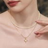 image:imageCicy Bell Womens Four Point Star Necklace Sets Double Layer Chain 18k Gold Plated Cubic Zirconia Mother of Pearl Lucky Pendant Necklace