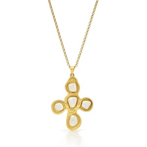 image:imageCicy Bell Cross Necklace for Women 18K Gold Plated Enamel Christian PendantGoldB