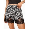 image:imageCicy Bell Womens Satin Silk Lace Trim Shorts Low Rise Mini Pj Bottoms Y2KGray Leopard Print