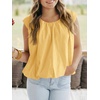 image:imageCicy Bell Womens Summer Cap Sleeve Blouses Casual Pleated Open Back Crew Neck Bubble Tank Tops Bow Tie Cotton Shirts Yellow