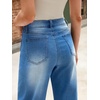 image:imageCicy Bell Womens Cropped Wide Leg Jeans Cuffed Barrel Denim Pants Blue