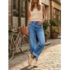 image:imageCicy Bell Womens Cropped Wide Leg Jeans Cuffed Barrel Denim Pants Blue