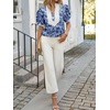 image:imageCicy Bell Womens Floral Puff Sleeve Tops Dressy Casual Boutique ShirtsNavy