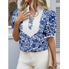 image:imageCicy Bell Womens Floral Puff Sleeve Tops Dressy Casual Boutique ShirtsNavy