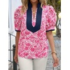 image:imageCicy Bell Womens Floral Puff Sleeve Tops Dressy Casual Boutique ShirtsRose Red