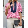 image:imageCicy Bell Womens Floral Puff Sleeve Tops Dressy Casual Boutique ShirtsRose Red