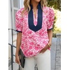 image:imageCicy Bell Womens Floral Puff Sleeve Tops Dressy Casual Boutique ShirtsRose Red